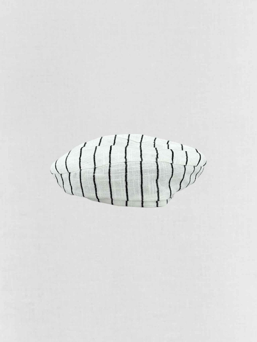 Pre - loved MAISON MICHEL White & Black Striped Beret at Reems Closet