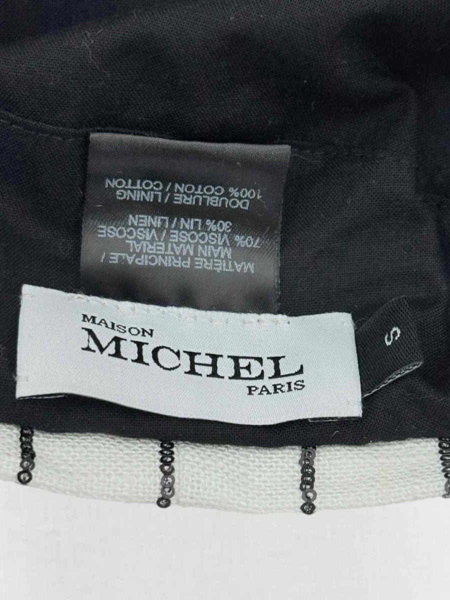 Pre - loved MAISON MICHEL White & Black Striped Beret at Reems Closet