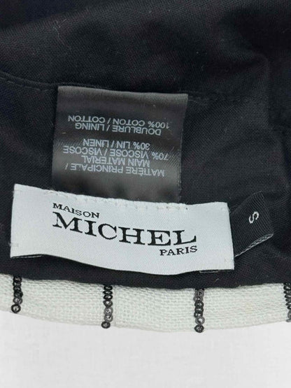 Pre - loved MAISON MICHEL White & Black Striped Beret at Reems Closet