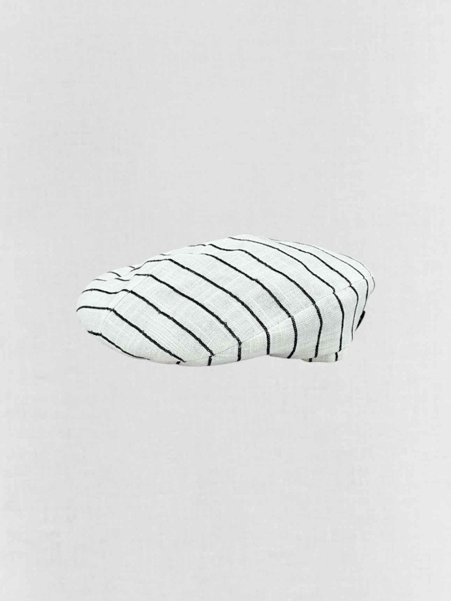 Pre - loved MAISON MICHEL White & Black Striped Beret at Reems Closet