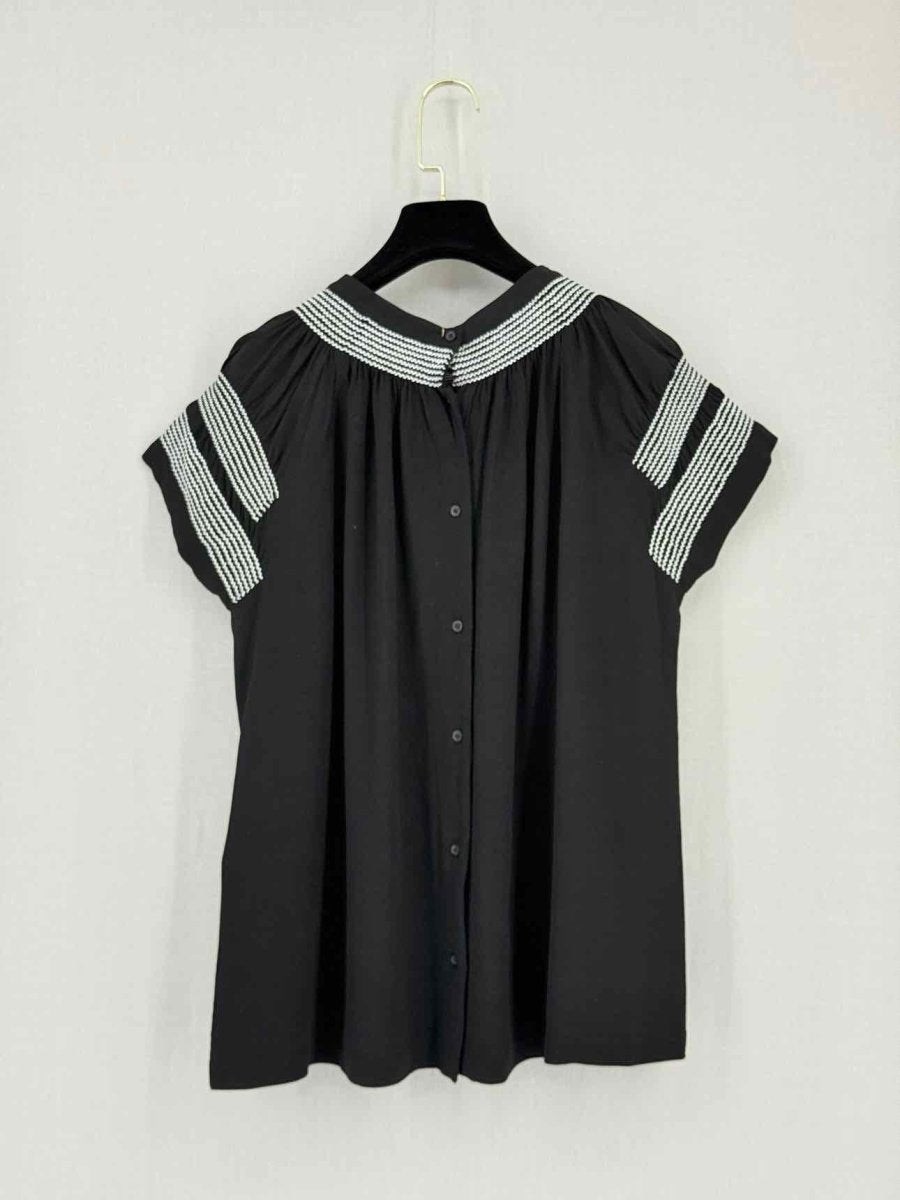 Pre-loved MAJE Black Embroidered Size Large Blouse at Reems Closet