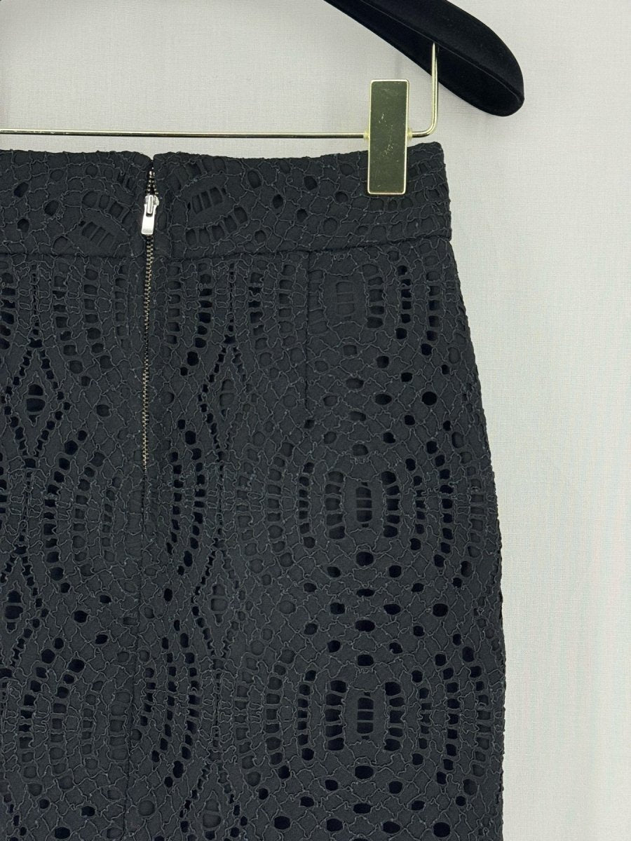 Pre - loved MAJE Black Lace Size US 2 Mini Skirt at Reems Closet
