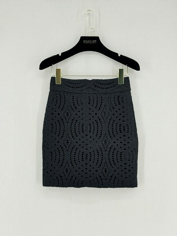 Pre - loved MAJE Black Lace Size US 2 Mini Skirt at Reems Closet