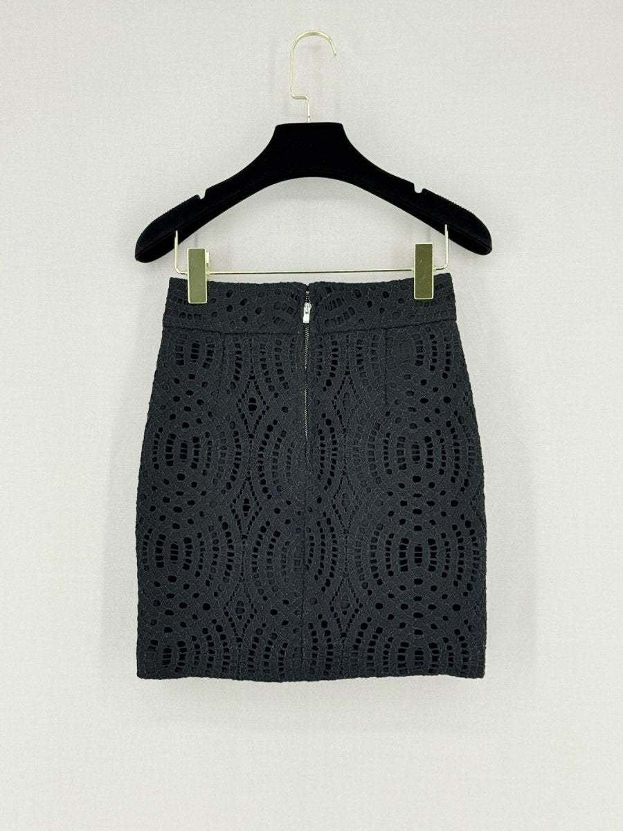 Pre - loved MAJE Black Lace Size US 2 Mini Skirt at Reems Closet