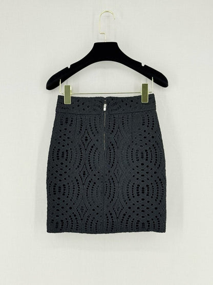 Pre - loved MAJE Black Lace Size US 2 Mini Skirt at Reems Closet