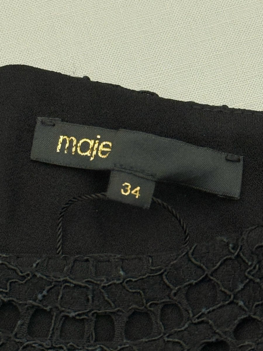 Pre - loved MAJE Black Lace Size US 2 Mini Skirt at Reems Closet