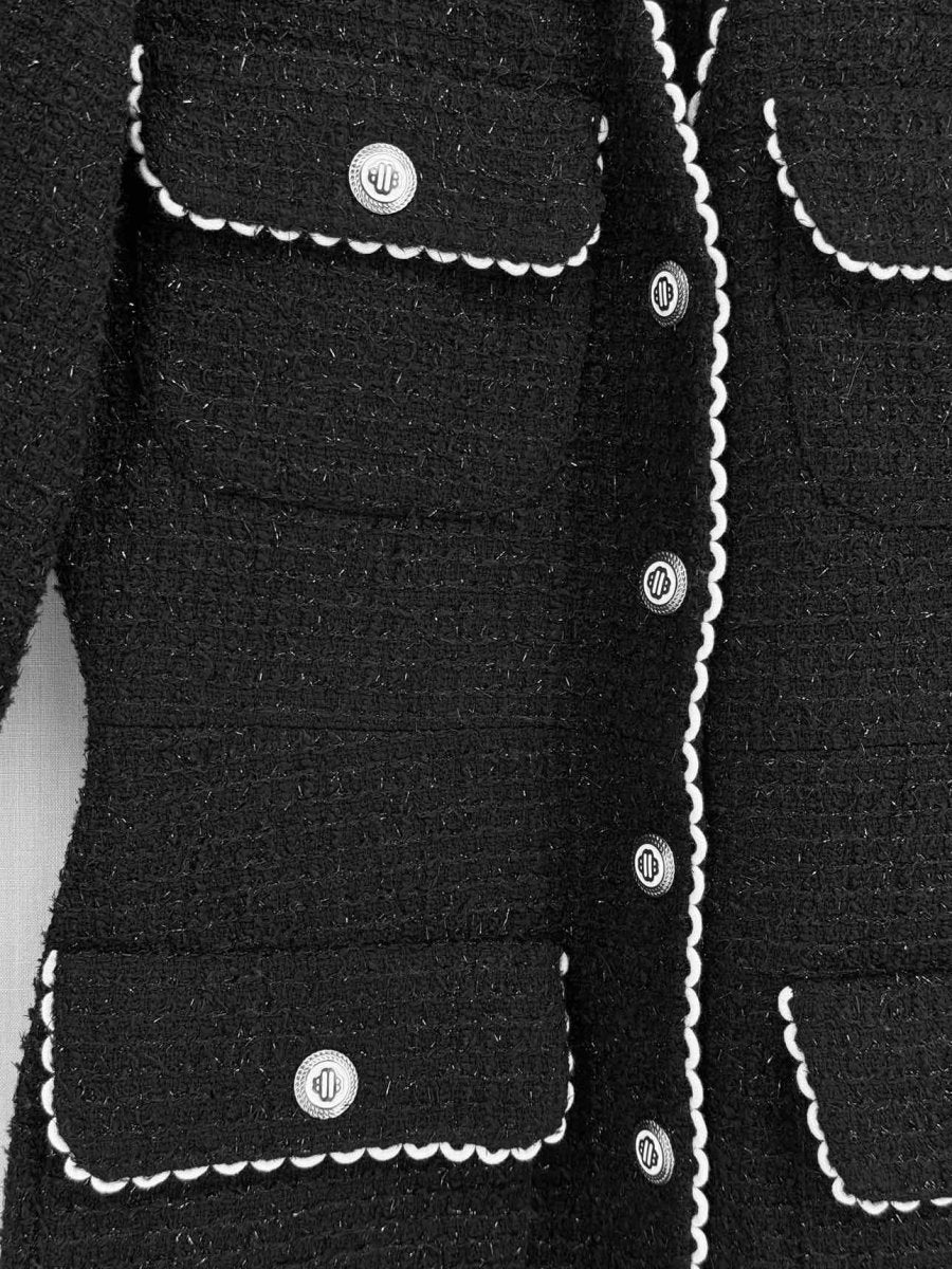 Pre - loved MAJE Black Tweed Size Small Short Dress at Reems Closet