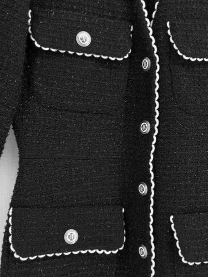 Pre - loved MAJE Black Tweed Size Small Short Dress at Reems Closet