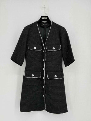 Pre - loved MAJE Black Tweed Size Small Short Dress at Reems Closet