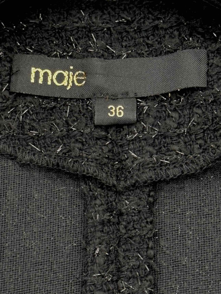 Pre - loved MAJE Black Tweed Size Small Short Dress at Reems Closet