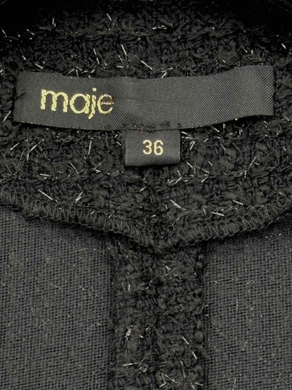Pre - loved MAJE Black Tweed Size Small Short Dress at Reems Closet