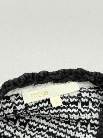 Pre - loved MAJE Black & White Crochet Size US 2 Cardigan at Reems Closet