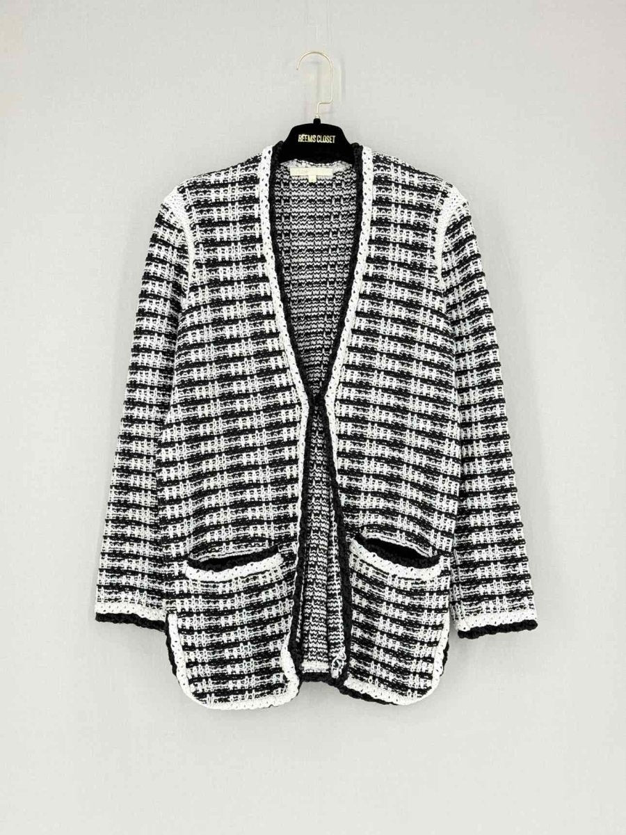 Pre - loved MAJE Black & White Crochet Size US 2 Cardigan at Reems Closet