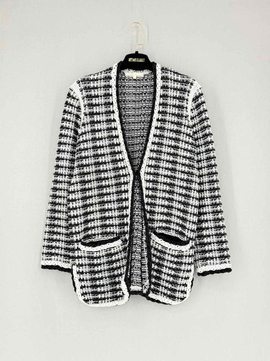 Pre - loved MAJE Black & White Crochet Size US 2 Cardigan at Reems Closet