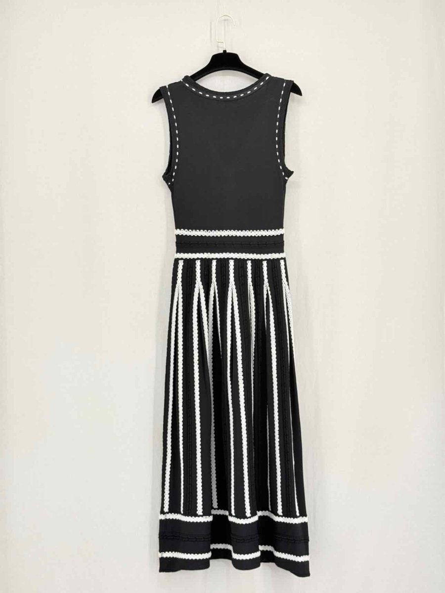 Pre - loved MAJE Black & White Size Large Midi Dress at Reems Closet