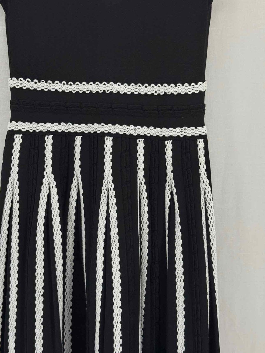 Pre - loved MAJE Black & White Size Large Midi Dress at Reems Closet