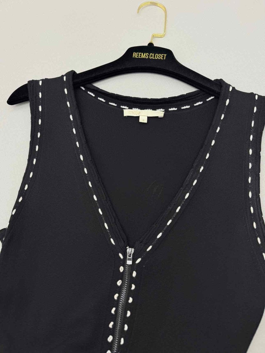 Pre - loved MAJE Black & White Size Large Midi Dress at Reems Closet