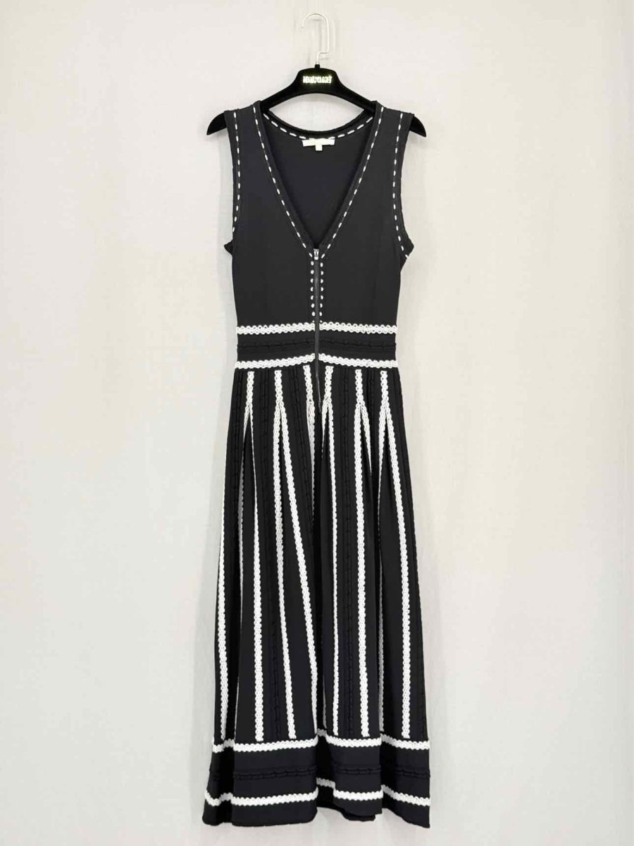 Pre - loved MAJE Black & White Size Large Midi Dress at Reems Closet