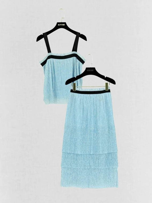 Pre - loved MAJE Blue Lurex Size US 4 Outfit Set at Reems Closet