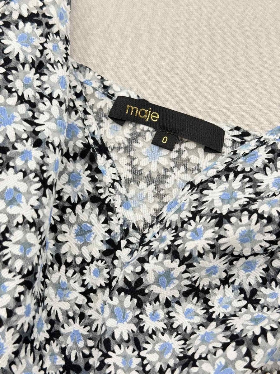 Pre-loved MAJE Blue Multicolor Daisy Print Size US 0 2 PC Top at Reems Closet