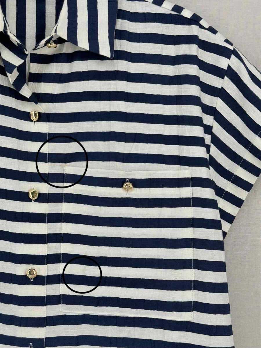 Pre-loved MAJE Blue & White Striped Size US 0 Shirt at Reems Closet