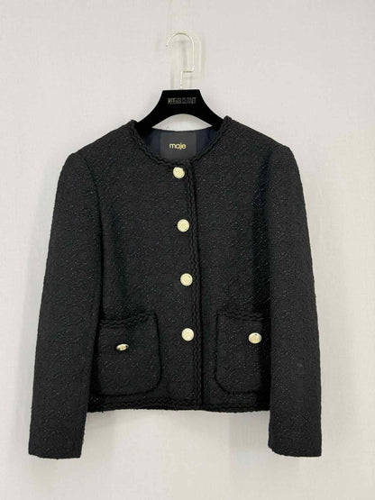 Pre - loved MAJE Boucle Black Size US 0 Jacket at Reems Closet