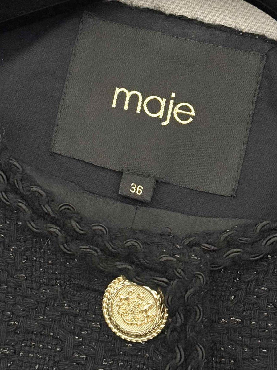Pre - loved MAJE Boucle Black Size US 0 Jacket at Reems Closet