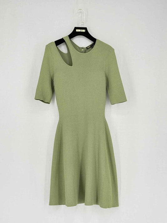 Pre - loved MAJE Knit Khaki Size US 8 Short Dress at Reems Closet