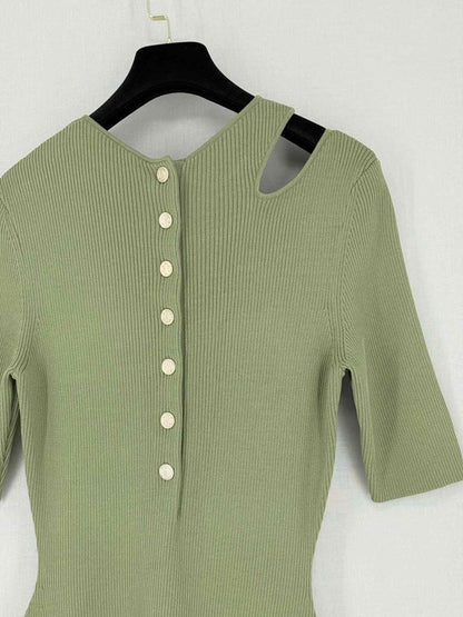 Pre - loved MAJE Knit Khaki Size US 8 Short Dress at Reems Closet