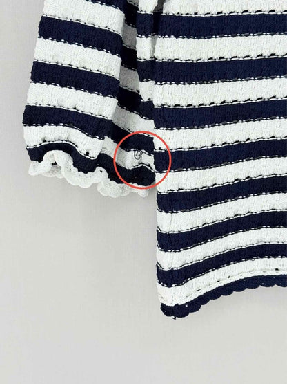 Pre - loved MAJE Knit White & Blue Striped Size Medium Top at Reems Closet