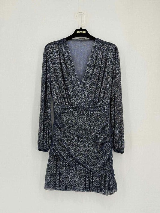 Pre-loved MAJE Navy Blue & Silver Size US 6 Short Dress at Reems Closet