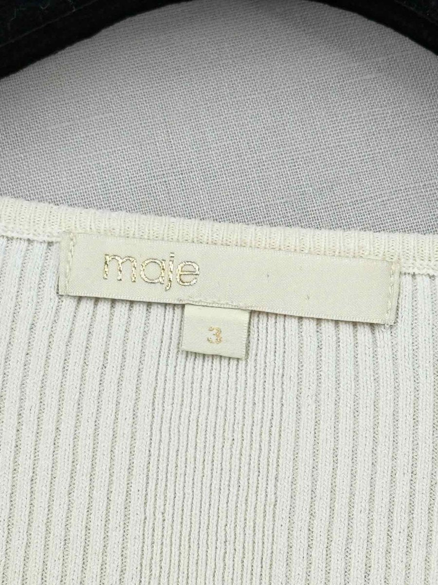 Pre - loved MAJE Off - white Ribbed Size Large Top at Reems Closet