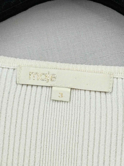 Pre - loved MAJE Off - white Ribbed Size Large Top at Reems Closet