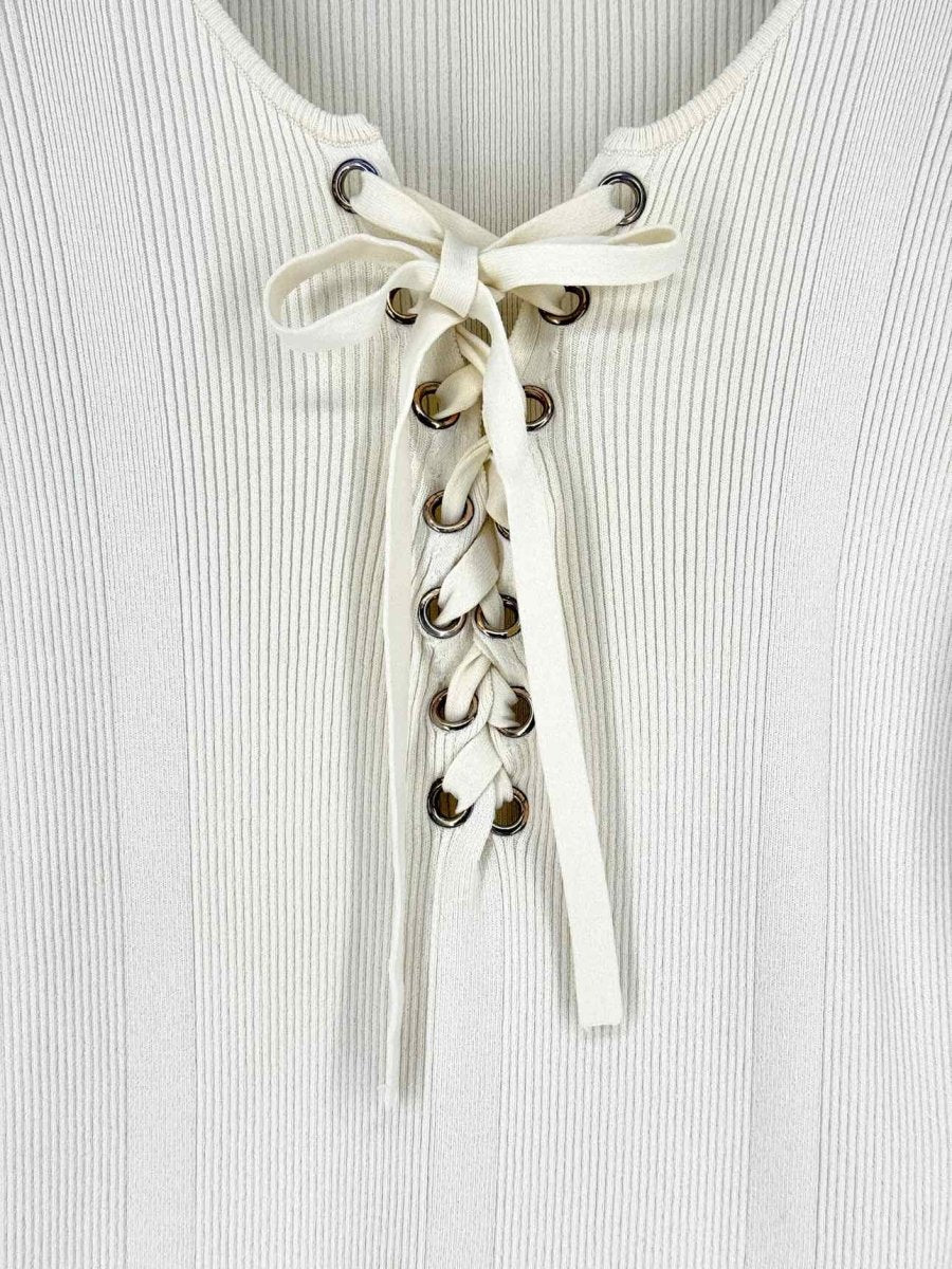 Pre - loved MAJE Off - white Ribbed Size Large Top at Reems Closet