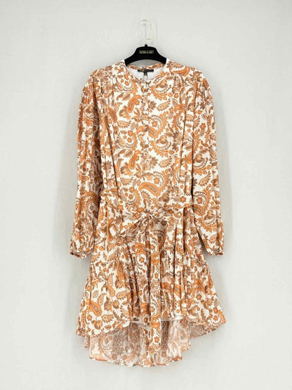 Pre - loved MAJE Orange Paisley Print Size US 8 Short Dress at Reems Closet