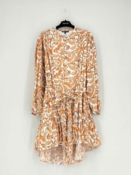 Pre - loved MAJE Orange Paisley Print Size US 8 Short Dress at Reems Closet