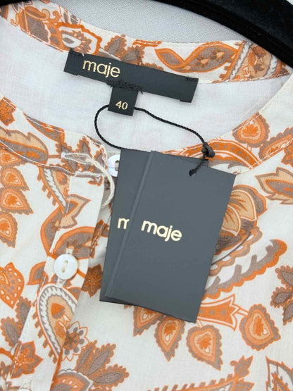 Pre - loved MAJE Orange Paisley Print Size US 8 Short Dress at Reems Closet