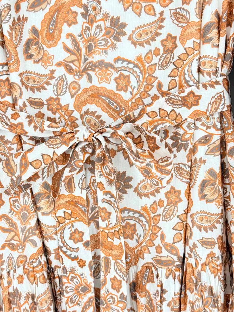 Pre - loved MAJE Orange Paisley Print Size US 8 Short Dress at Reems Closet