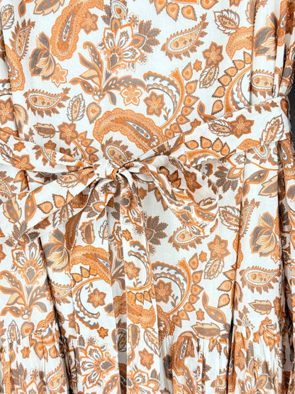 Pre - loved MAJE Orange Paisley Print Size US 8 Short Dress at Reems Closet