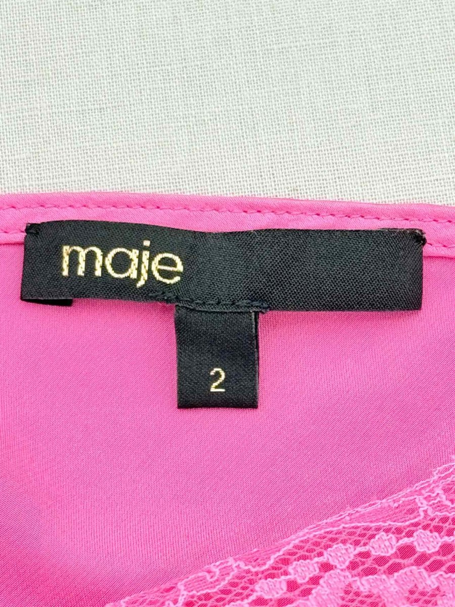 Pre - loved MAJE Pink Lace Trim Size Medium Top at Reems Closet