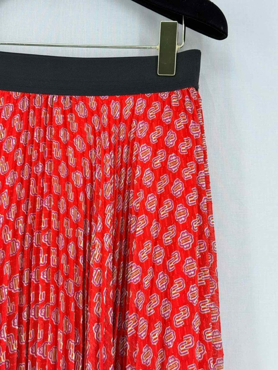 Pre - loved MAJE Red Pleated Size US 6 Midi Skirt at Reems Closet