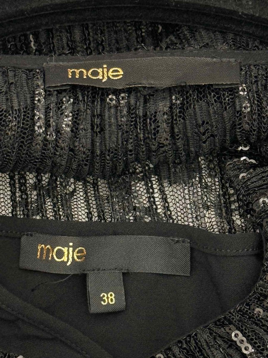 Pre-loved MAJE Reville Black Lace Size US 6 Short Dress at Reems Closet