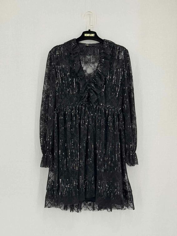Pre-loved MAJE Reville Black Lace Size US 6 Short Dress at Reems Closet