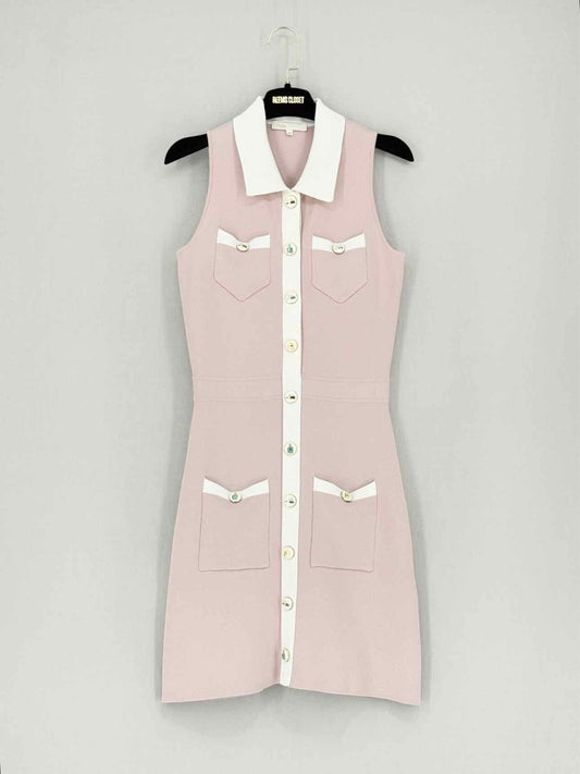 Pre - loved MAJE Revisto Knit Pink Size US 2 Short Dress at Reems Closet