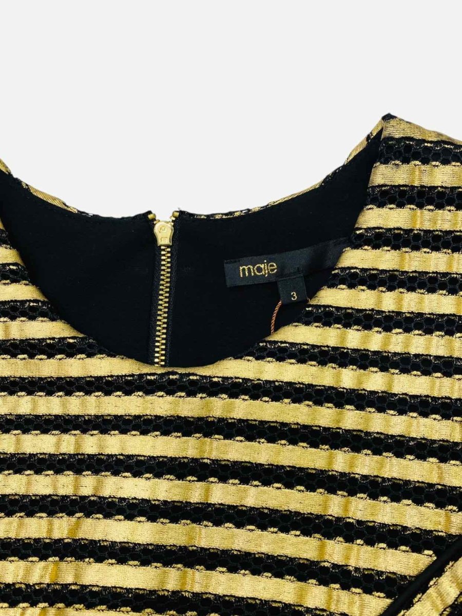 MAJE Rezzano Gold & Black Size Medium Short Dress - Reems Closet MAJE Rezzano Gold & Black Size Medium Short Dress - Reems Closet
