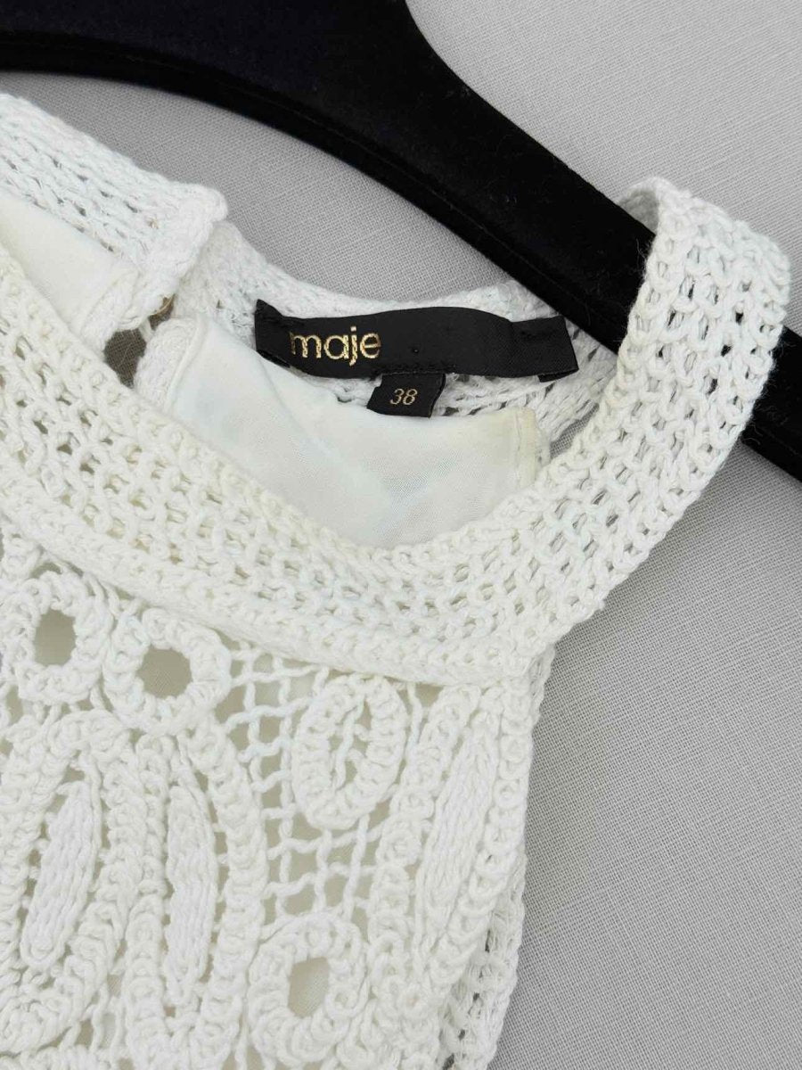 Pre - loved MAJE Ribambelle White Size US 6 Long Dress at Reems Closet