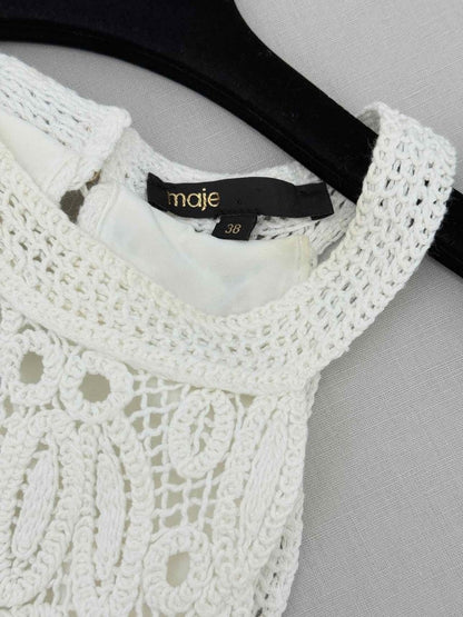 Pre - loved MAJE Ribambelle White Size US 6 Long Dress at Reems Closet