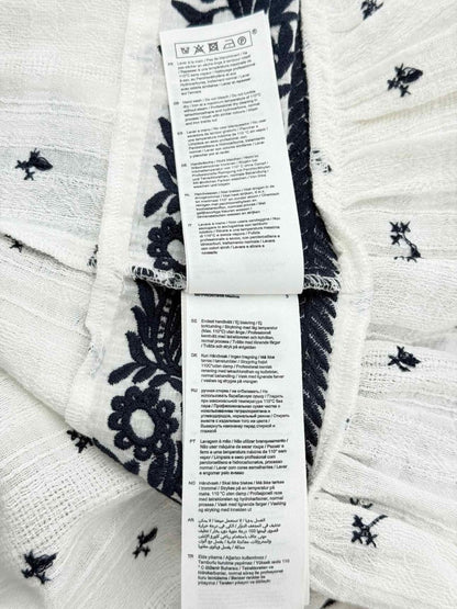 Pre - loved MAJE Ribiza White & Blue Floral Size Small Midi Dress at Reems Closet