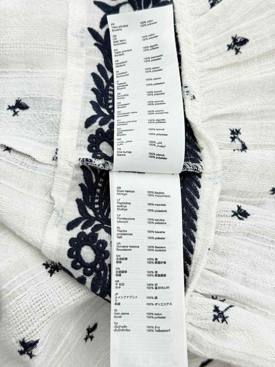 Pre - loved MAJE Ribiza White & Blue Floral Size Small Midi Dress at Reems Closet