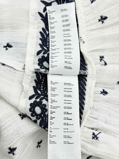 Pre - loved MAJE Ribiza White & Blue Floral Size Small Midi Dress at Reems Closet